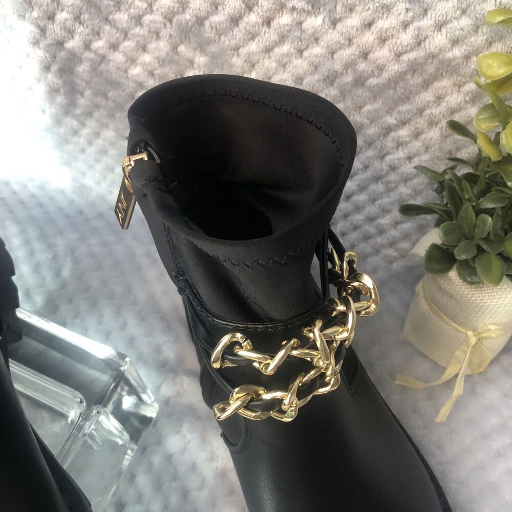 Jones New York Womens Sz 7 Black Ollee Chain Link Ankle Boot Bootie Black - Picture 13 of 14